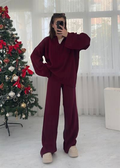 Woni Premium Bordo Triko Takım