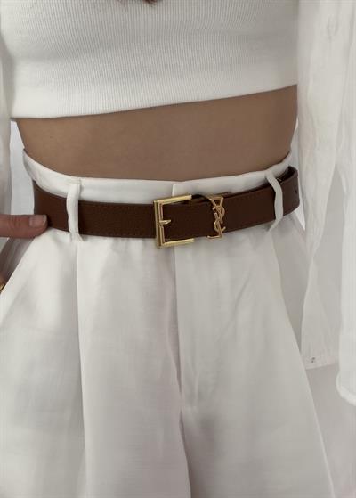 Ysl Kahverengi Gold Toka Kemer