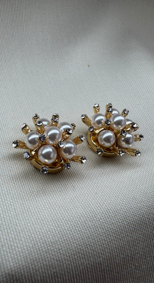 İri İncili Taşlı Tasarım Cufflink (Düğme Broşu)