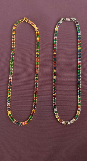 Renkli Baget Taşlı Kolye