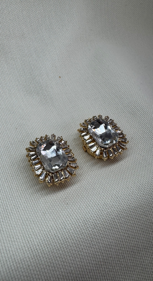 Baget Taşlı Dikdörtgen Cufflink (Düğme Broşu)