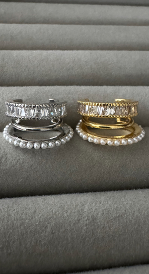 Baget Taşlı İncili Earcuff (Kıkırdak Küpesi)