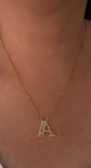 Çelik Zirkon Taşlı A Harf Kolye