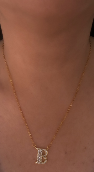 Çelik Zirkon Taşlı B Harf Kolye