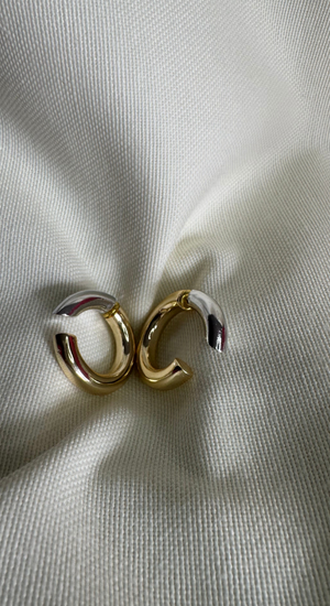 Çift Renkli Kalın Boru Halka Küpe