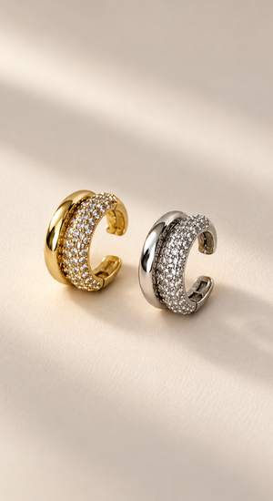 Çift Sıralı Taşlı Earcuff (Kıkırdak Küpesi)