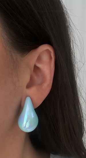 Damla Modeli Neon Mavi Küpe