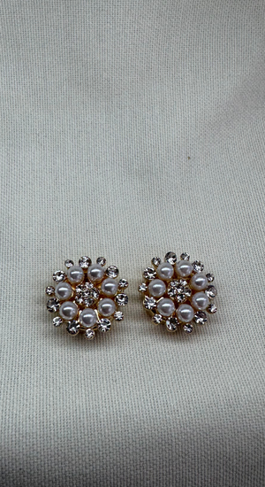 İncili Taşlı Cufflink (Düğme Broşu)