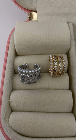 İncili, Zirkon Taşlı Çok Sıralı Earcuff (Kıkırdak Küpesi)