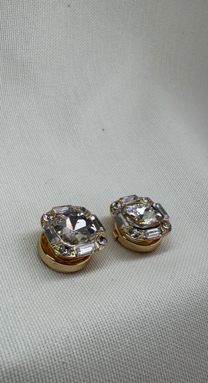 İri Taşlı Kare Cufflink (Düğme Broşu)