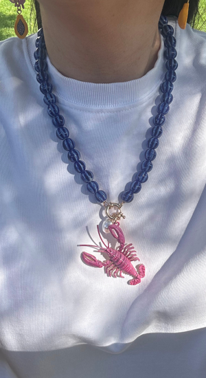 Istakoz Mavi Boncuklu Kolye