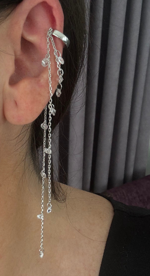 Kristal Taşlı Sallantılı Earcuff (Kıkırdak Küpesi)