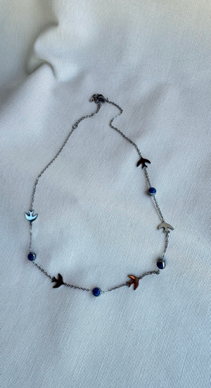 Kuş & Nazar Boncuklu Çelik Kolye