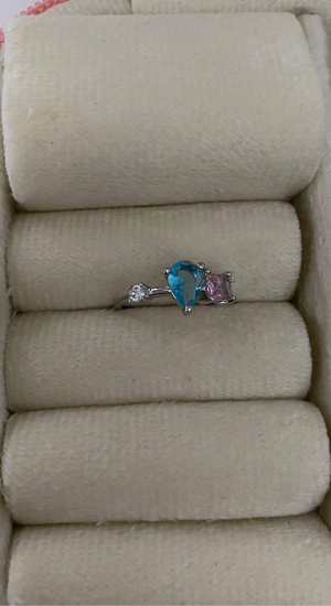 Mavi Pembe Taşlı Yüzük