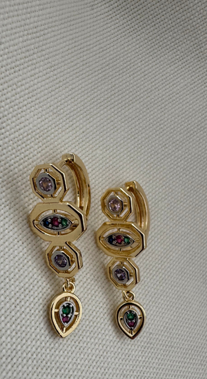 Melis G. Modeli Renkli Taşlı Küpe