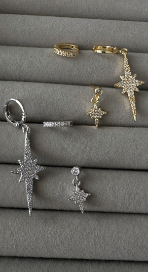 Minik Taşlı Kuzey yıldızı 3lü Set Küpe