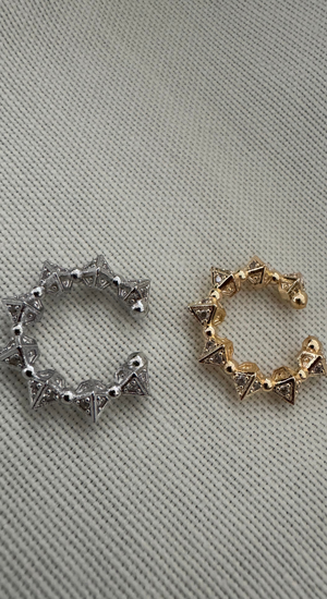 Minik Taşlı Prizma Form Earcuff (Kıkırdak Küpesi)