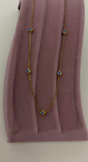 Nazar Boncuklu Gold Çelik Kolye