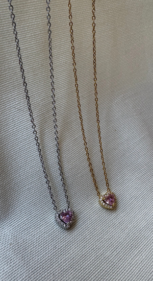 Pndr Modeli Pembe Taşlı Kolye