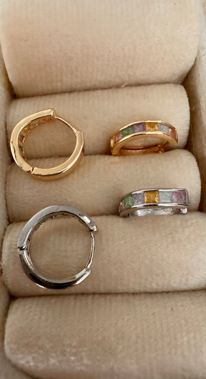 Renkli Taşlı Halka Küpe