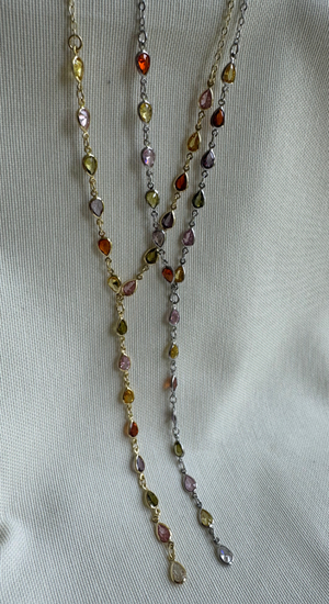 Renkli Taşlı Y Modeli Kolye