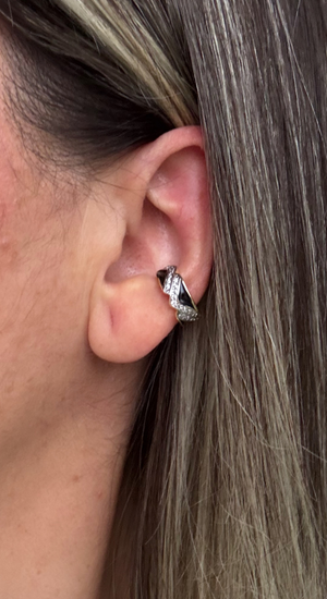 Taşlı Siyah Earcuff (Kıkırdak Küpesi)