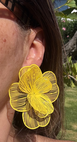 Telkari Sarı Çiçek Küpe