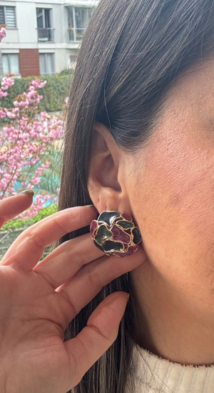 Vintage Renkli Desenli Küpe