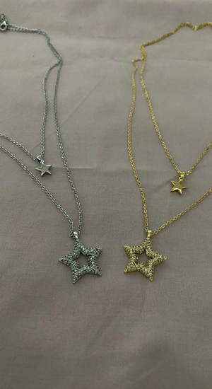 Yıldız  Taşlı İkili Kolye