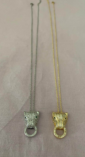 Zirkon Taşlı Kaplan Kolye