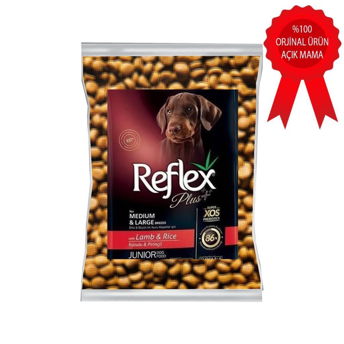 Reflex Plus Kuzu Orta/Büyük Irk Yavru Köpek Maması Açık Mama 3 Kg