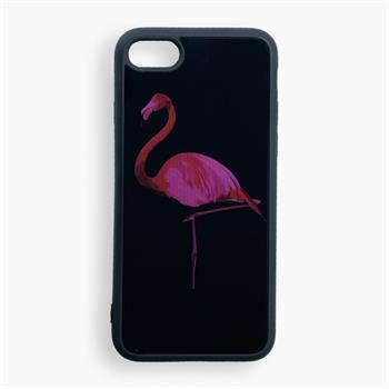 Iphone SE Siyah Flamingo Desenli Kılıf