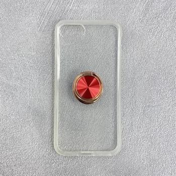 Iphone SE Yüzüklü Şeffaf Kılıf - Kırmızı 