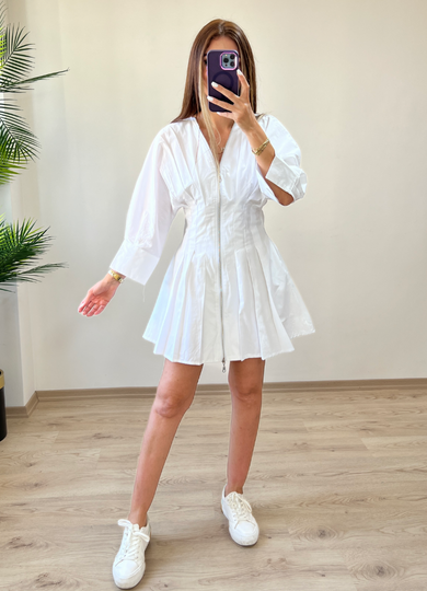 Poplin Kumaş Fermuarlı Elbise