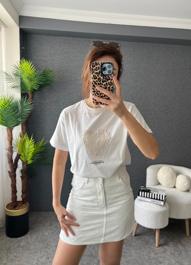 Ekru Denim Etek