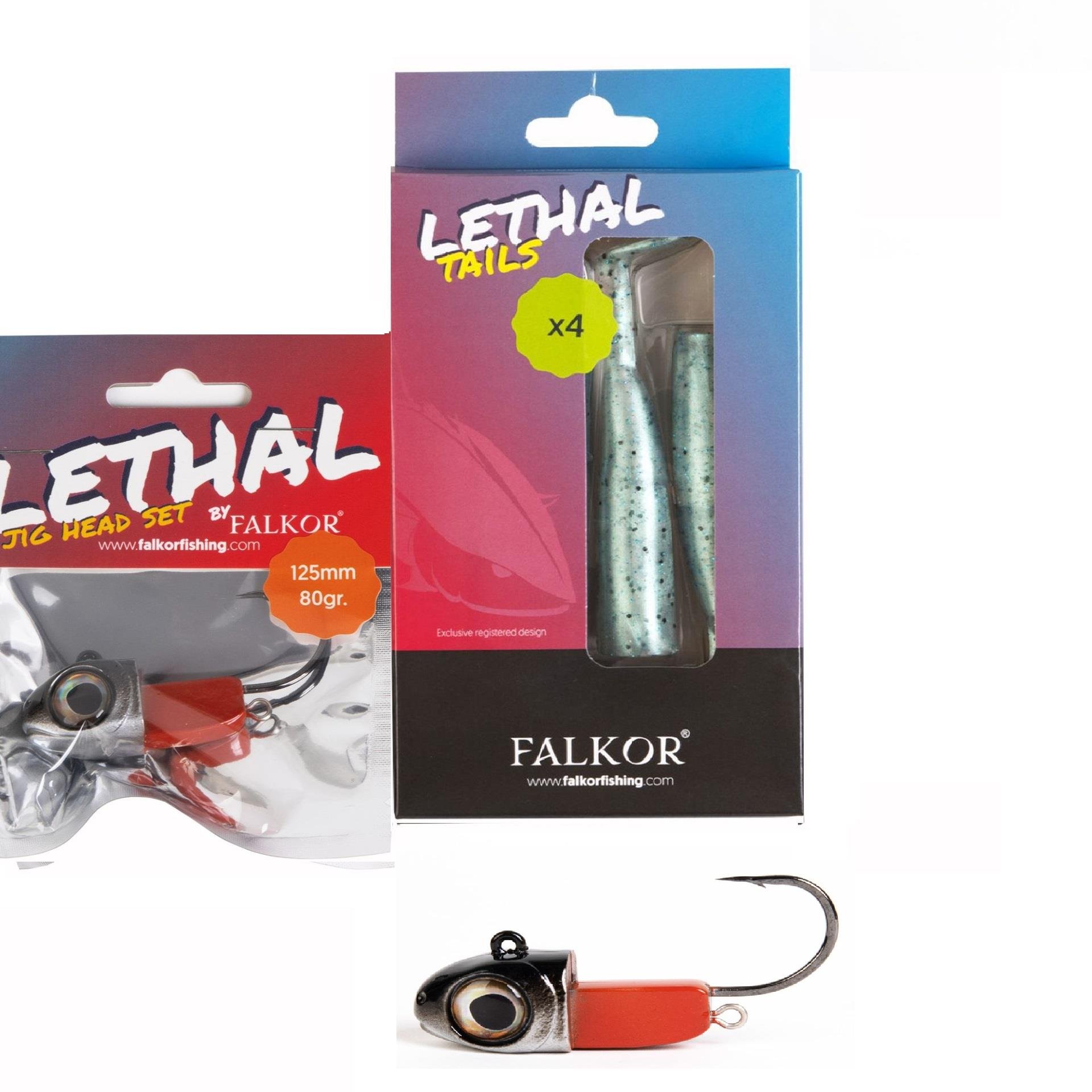  Falkor Lethal 4 Yedekli +1 80gr İğneli Jig Head Silikon Yem 