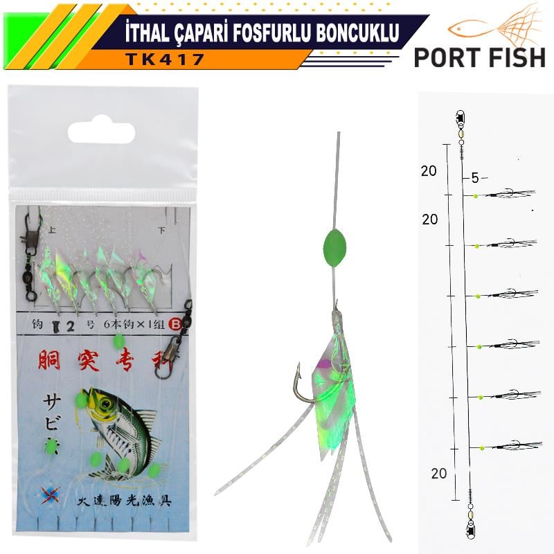 Portfish İthal Çapari Fosforlu Boncuklu TK417