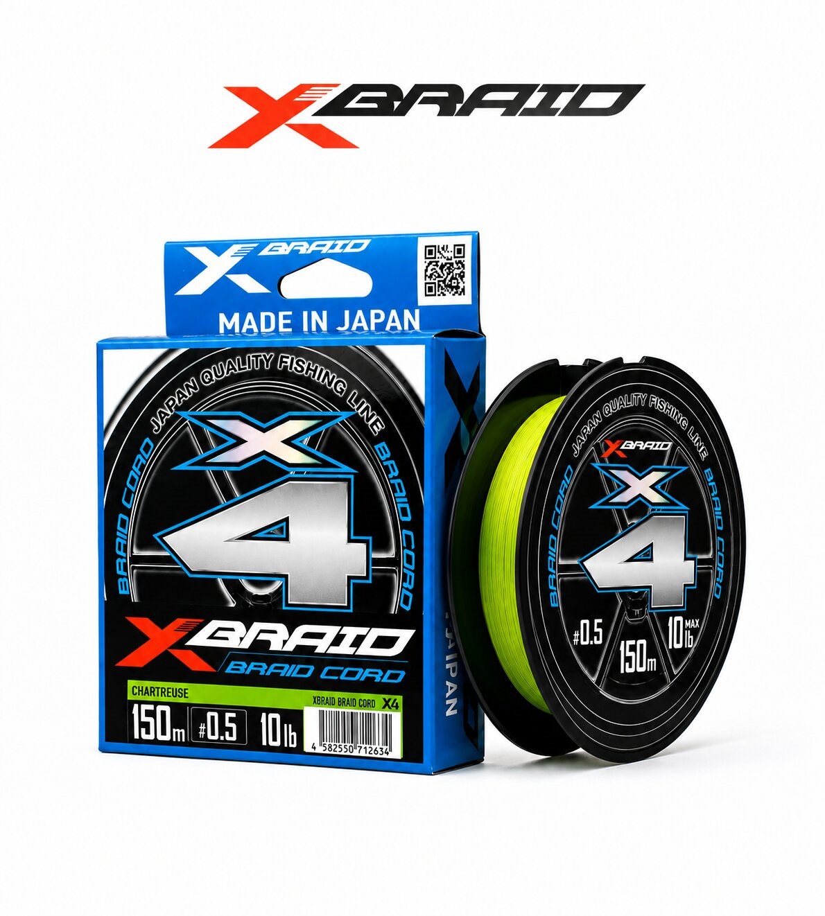 YGK X035 BRAID CORD PE X4 150M 4.5KG 0.117 FLUO GREEN