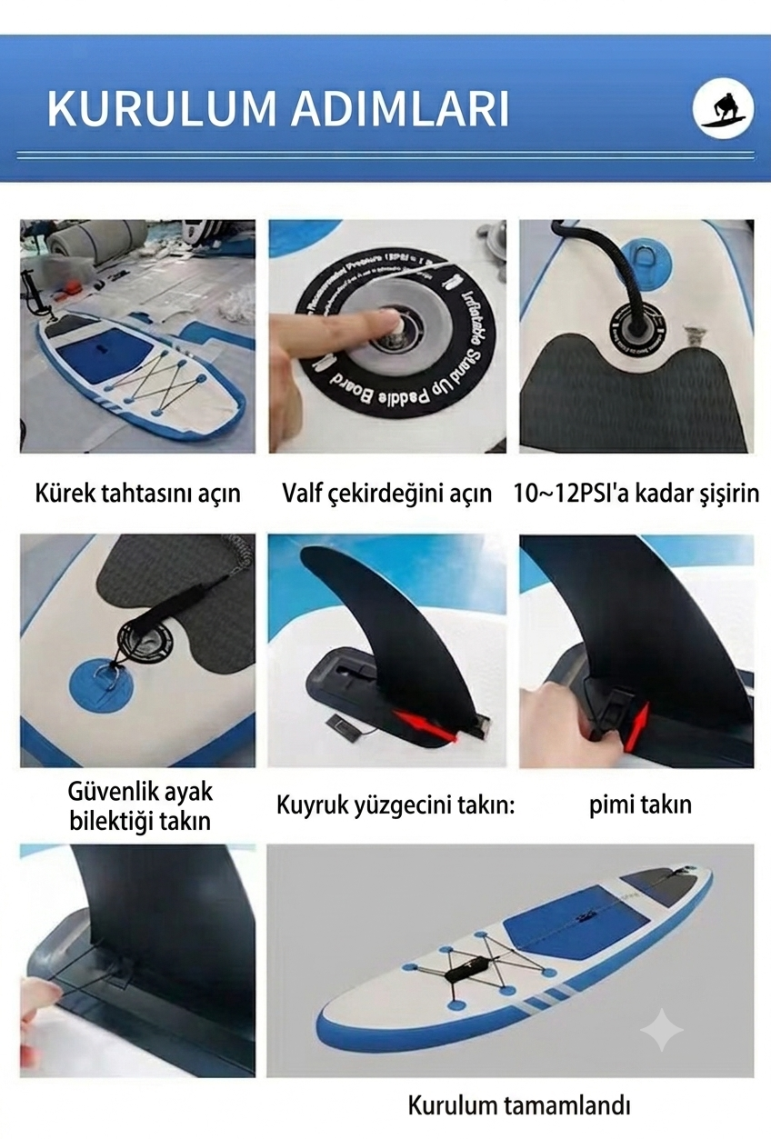 SHUFA Şişme Sup Board/ Stand Up Paddle Board 320*81*15cm Full Set