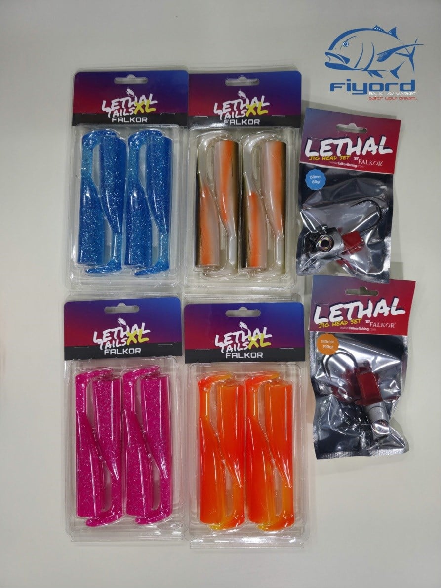  Falkor Lethal XL 4 Yedekli +1 190gr İğneli Jig Head Silikon Yem 