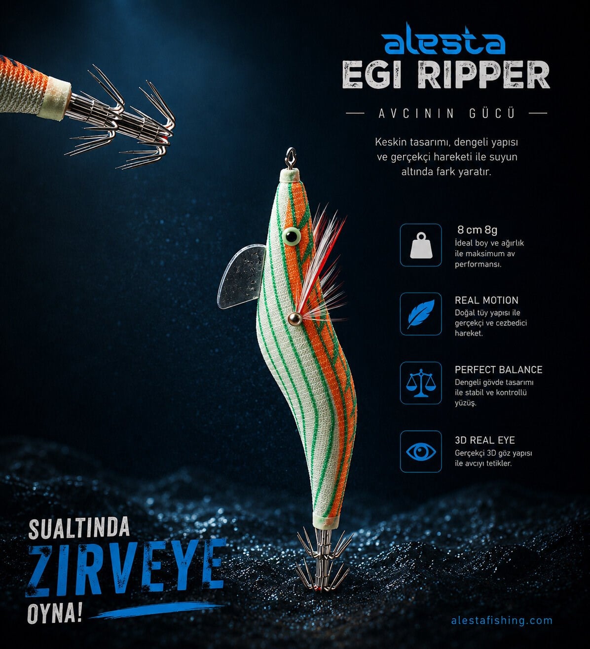 EGI RIPPER #2.0 X6751 8CM 8G BEYAZ/TURUNCU
