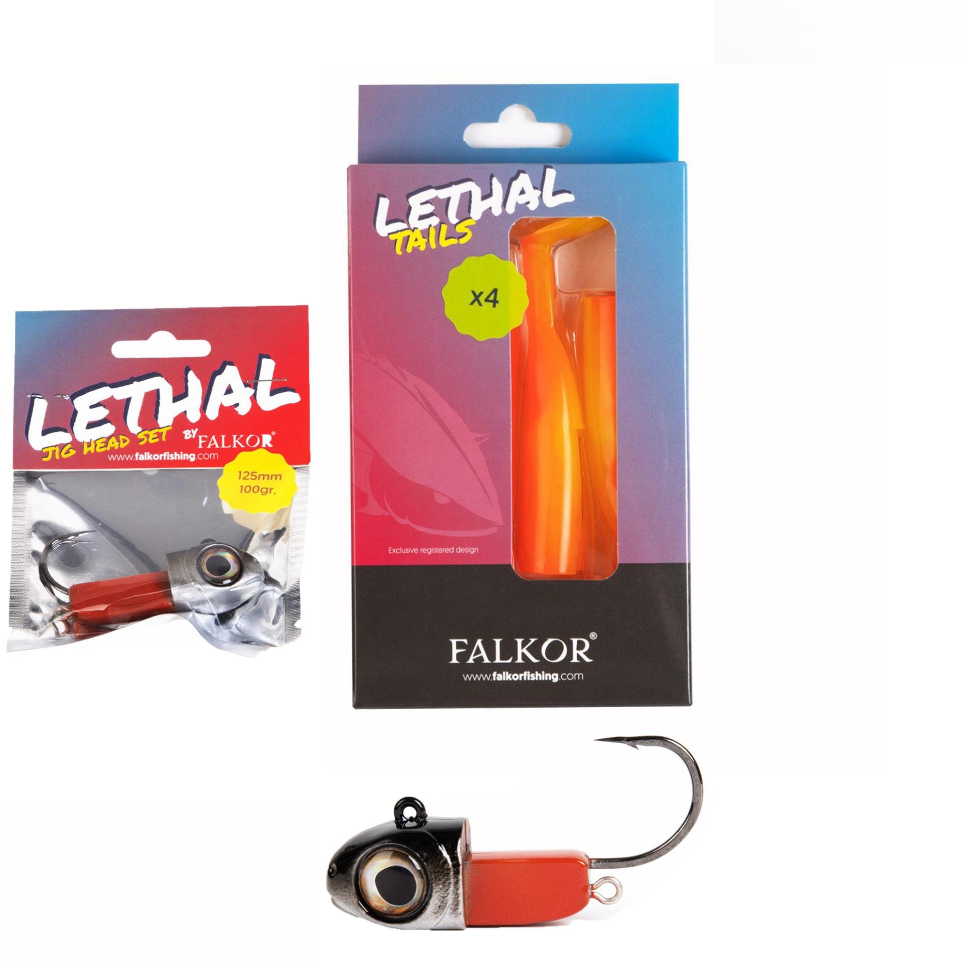 Falkor Lethal 4 Yedekli +1 100gr İğneli Jig Head Silikon Yem