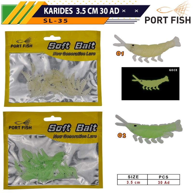 Portfish Karides Silikon Yem 3.5 cm 30 Adetli