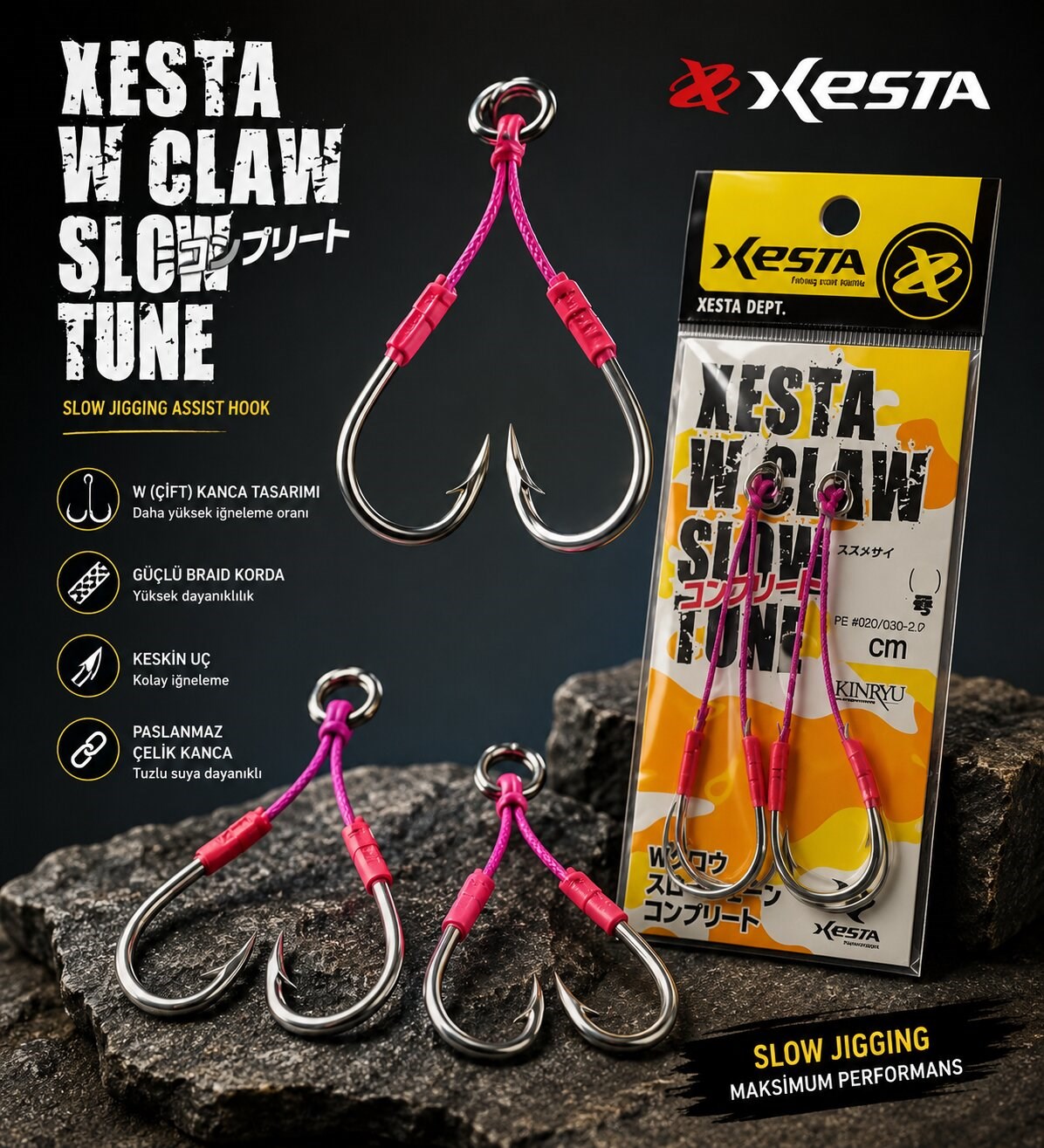 XESTA W CLAW SLOW TUNE DOUBLE ASSIST 1/0 2 CM #18 2P