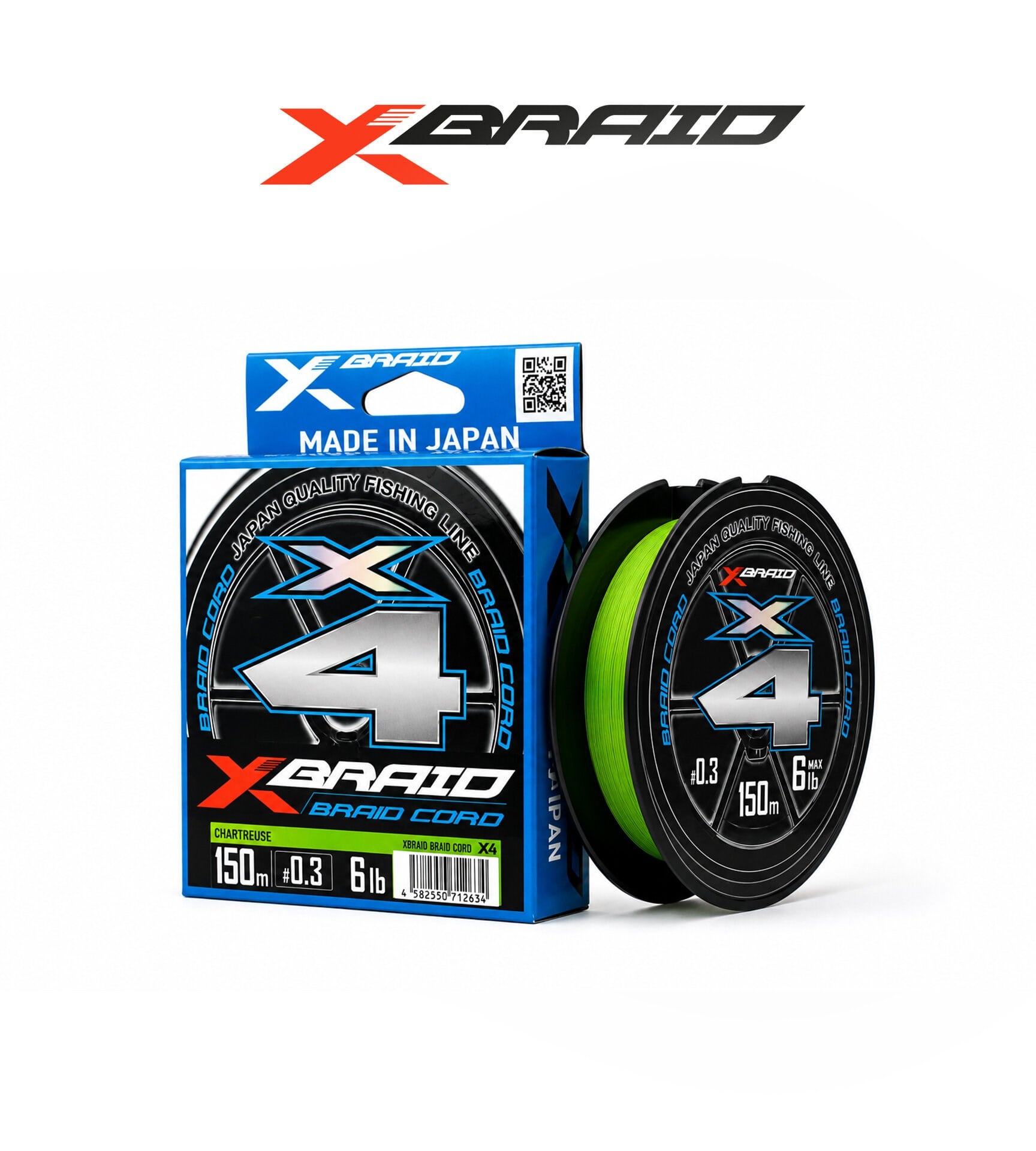 YGK X035 BRAID CORD PE X4 150M 2.7KG 0.09 FLUO GREEN