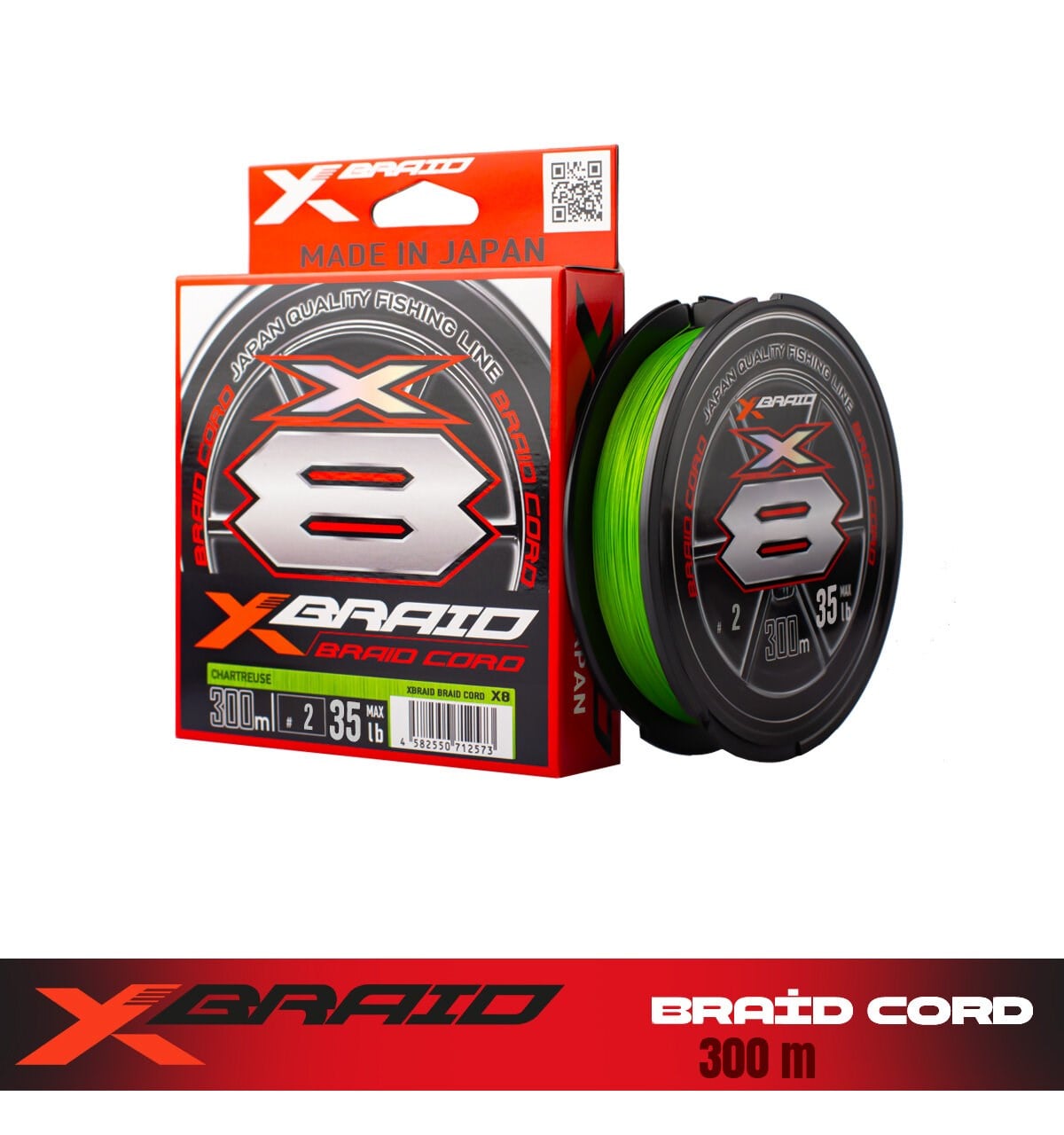 YGK X036 BRAID CORD PE X8 300M 16KG 0.23 FLUO GREEN