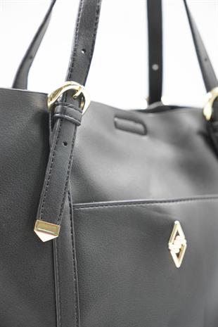 Mila Siyah Uçluk Detaylı Yumuşak Kadın Omuz Çantası