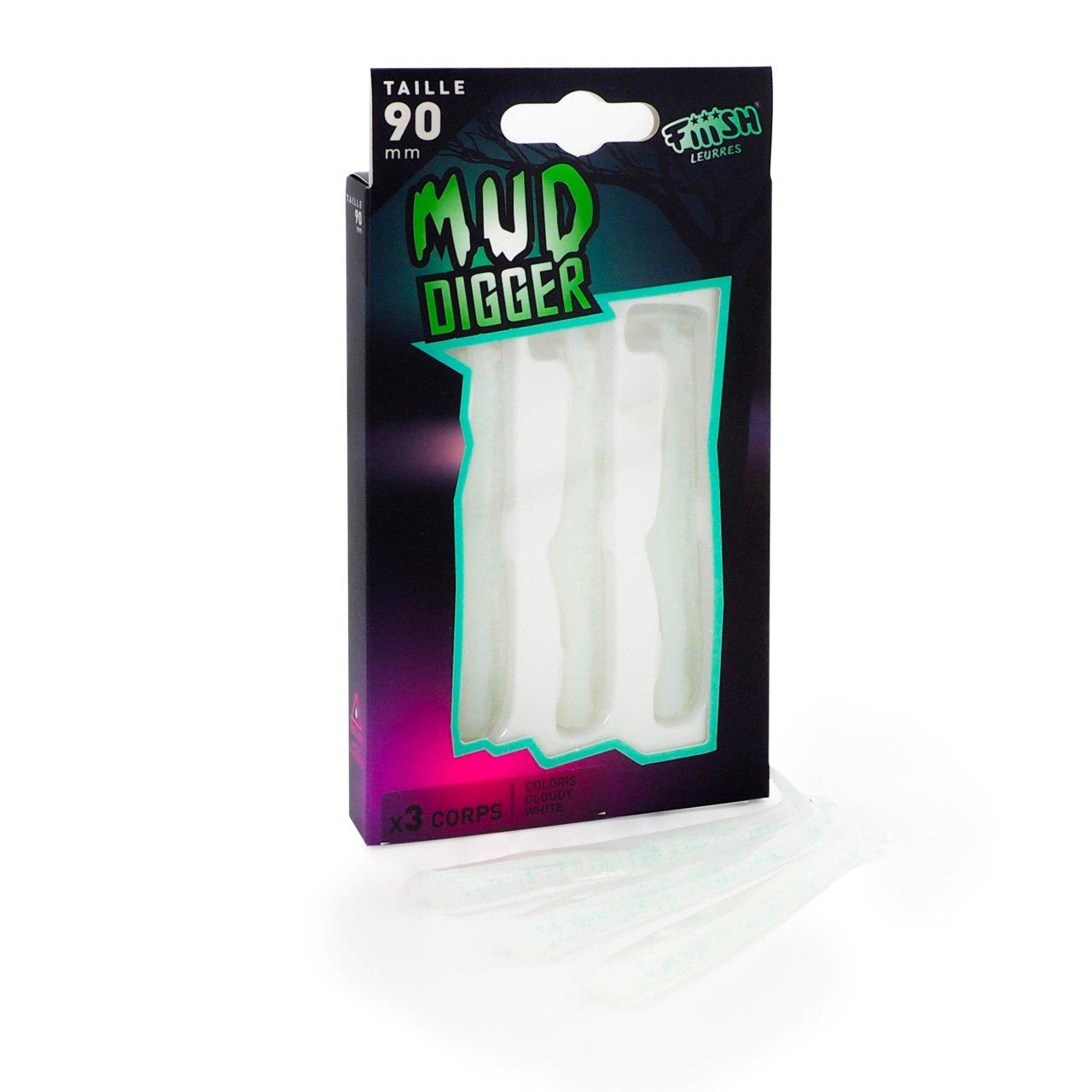 Fiiish Mud Digger MD1142 3X Gövde CLoudy White Silikon Yem