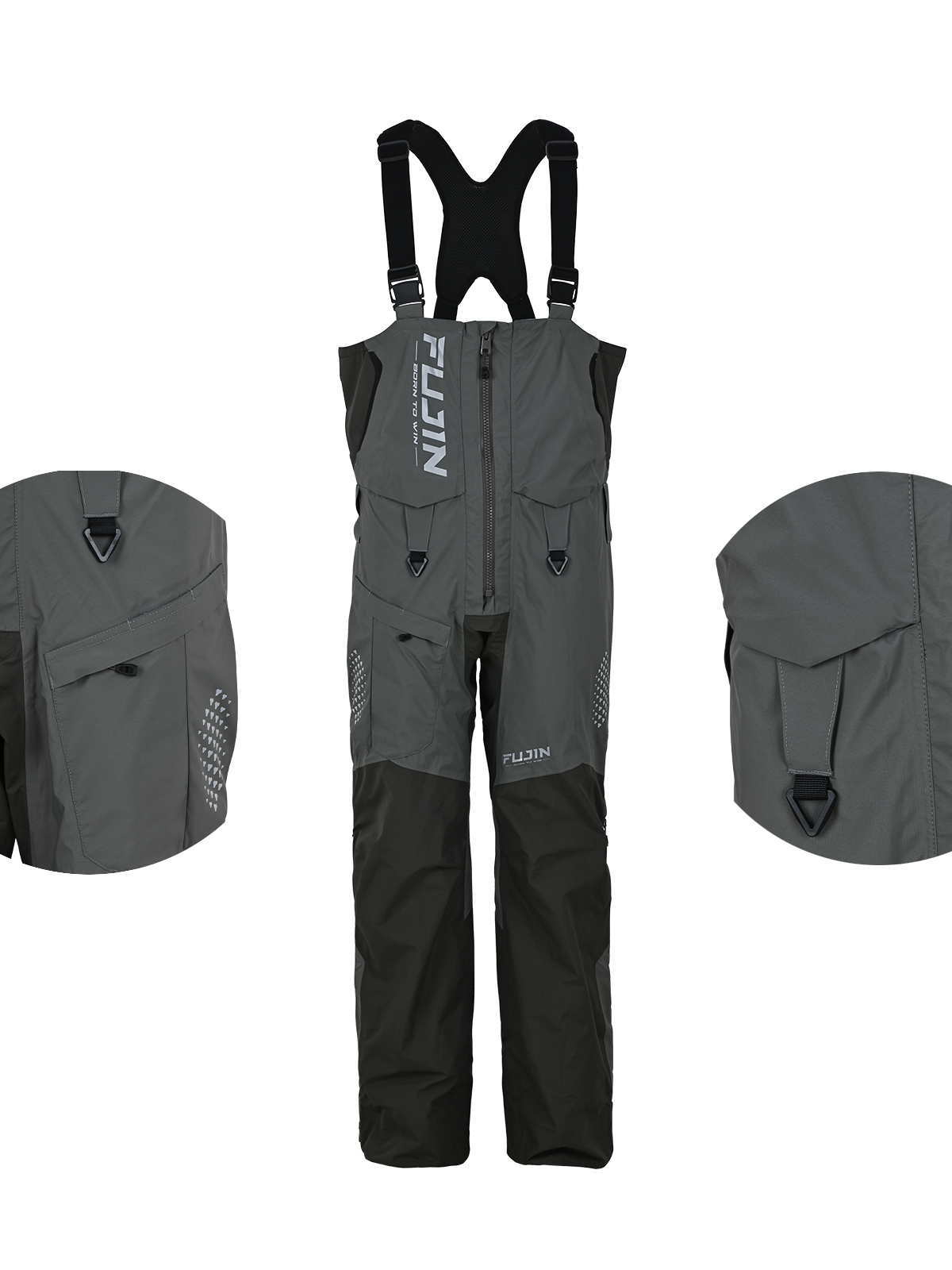 Fujin Bigsea Offshore Bibs Grey Khaki