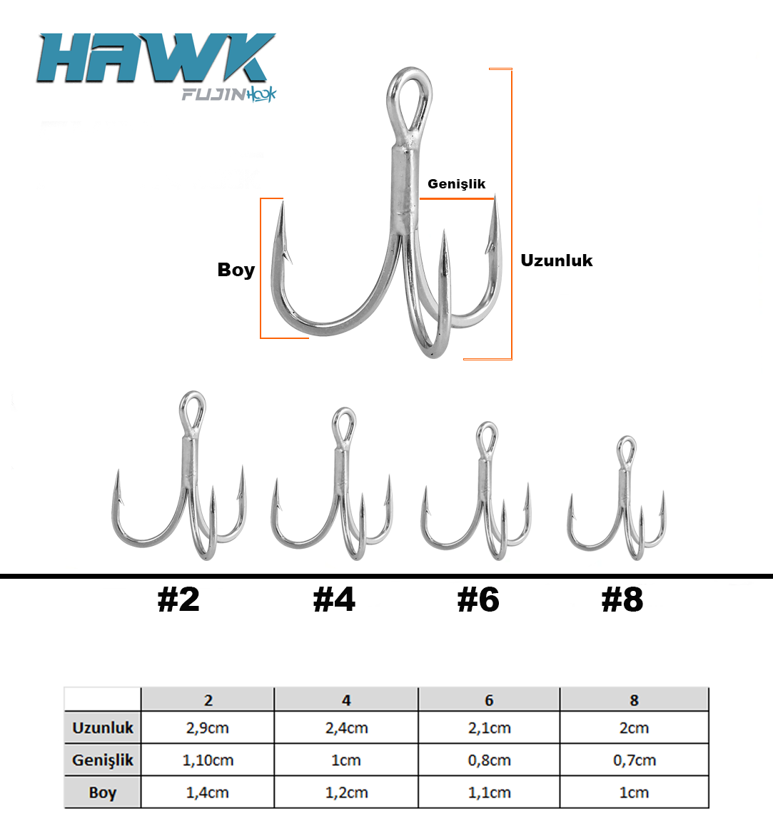 Fujin Hawk Süper Anti-Rust Üçlü Kanca
